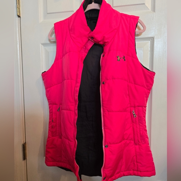 Under Armour Womens Puffer Vest Size Large Pink Insulated Full Zip - Picture 7 of 9